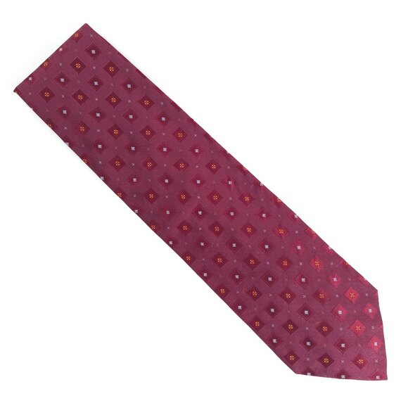 Joseph Abboud Men Necktie 100% Silk Geometric Red Multi Size 56x4 - NWOT - Italy - Picture 1 of 5